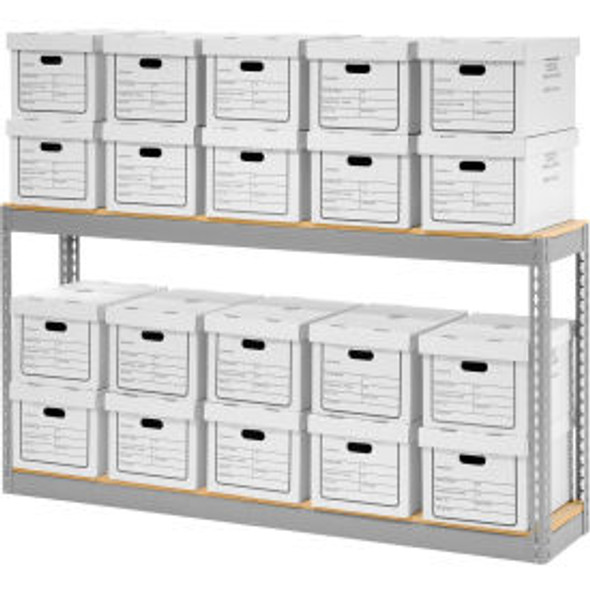 Global Industrial Record Storage With Boxes 72""W x 15""D x 36""H - Gray