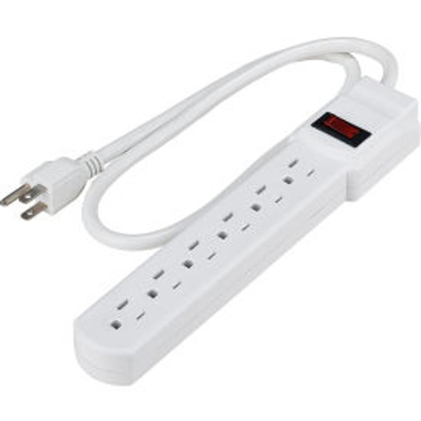 Global Industrial Power Strip 6 Outlets 15A 12""L 2-1/2' Cord