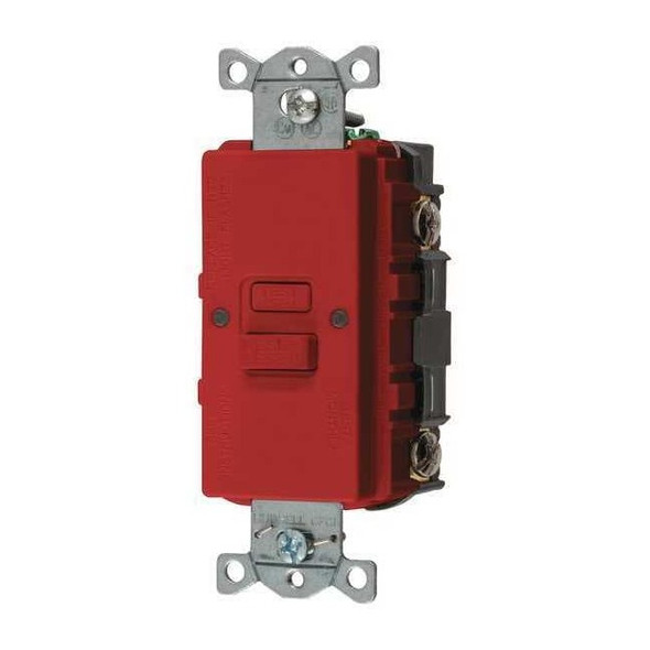 Hubbell Wiring Device-Kellems GFCI Receptacle, 20A, 125VAC, 5-20R, Red GFBFST20R