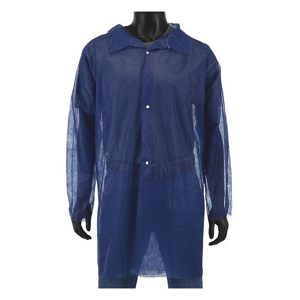 Disposable Lab Coat, Polypropylene, Snaps Closure, White, XL, 30 PK