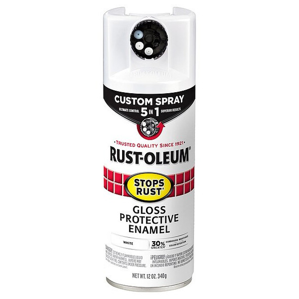 Rust-Oleum Rust Preventative Spray Paint, White, Gloss, Solvent, 12 Oz 376886