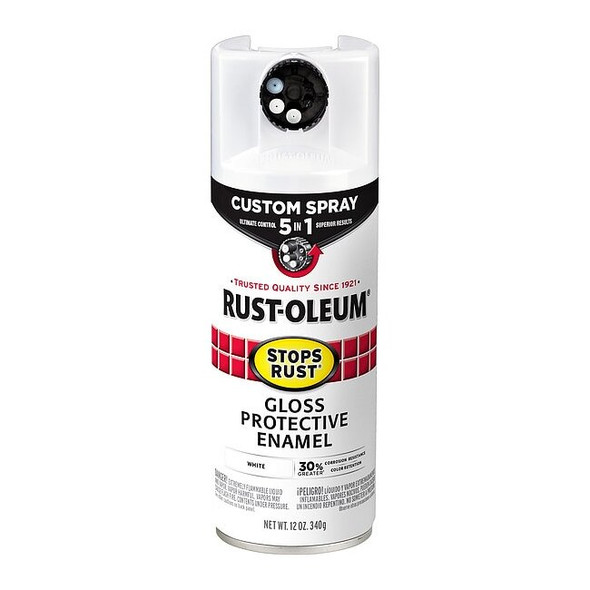 Rust-Oleum Rust Preventative Spray Paint, White, Gloss, Solvent, 12 Oz 376886