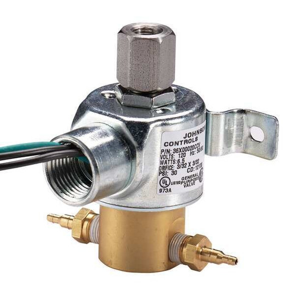 Johnson Controls Solenoid Air Valve,3-Way,24VAC,0-30 psi V-2410-1