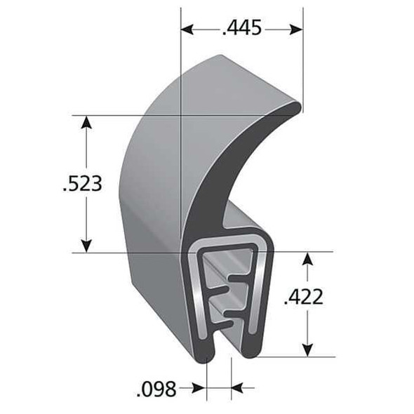 Trim-Lok Black Vinyl Seal 100 ft L, 7/16 in W, 15/16 in H DDA1501-100