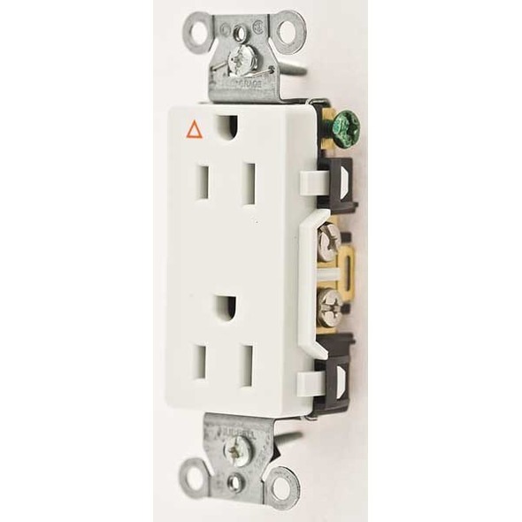 Hubbell Wiring Device-Kellems Recept,White,15 A,2P3W,Back; Side,1PK IG15DRW