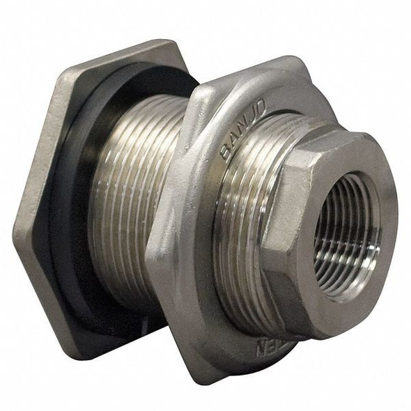 Banjo Bulkhead Tank Fitting,EPDM,2 7/8"L,SS TF100SS