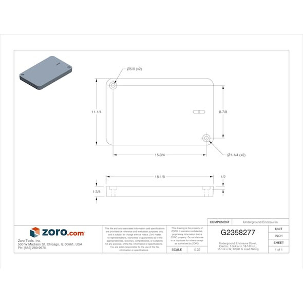 Underground Enclosure Cover, Electric Logo, 2 in. H x 11 in. W x 18 in. L, 22500 lb