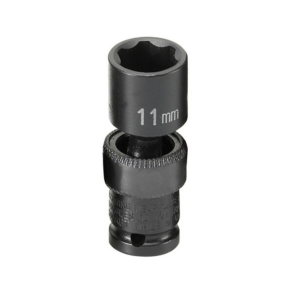 Grey Pneumatic Socket,11mm,1/4"D,Impact,Univ 6pt. 911UMS