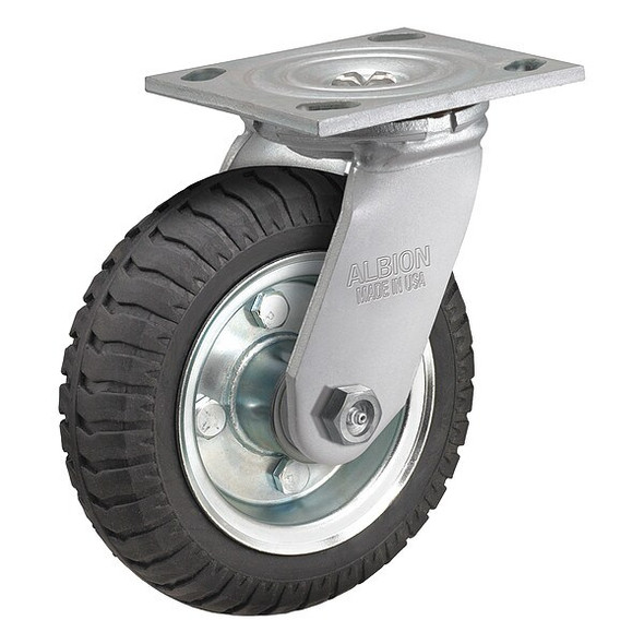 Albion Plate Caster,Swivel,Rubber,7 1/4"H 16SZ06228S Albion Plate Caster,Swivel,Rubber,7 1/4"H 16SZ06228S