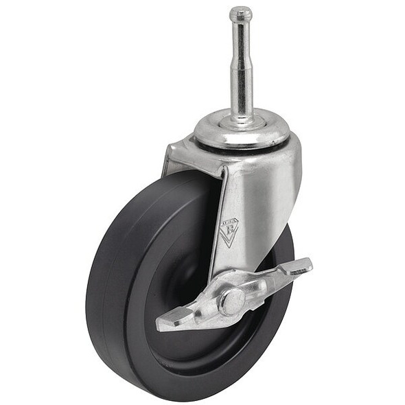 2" X 13/16" Non-Marking Polyolefin Swivel Caster, Side Brake, Loads Up To 90 lb