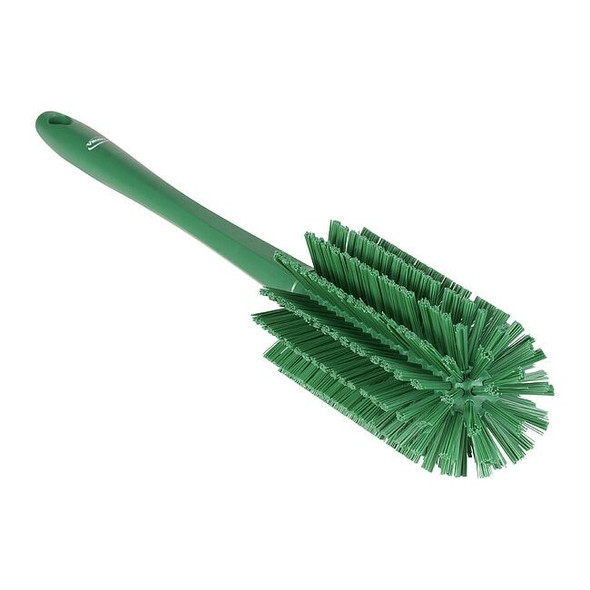 Bottle Brush, Medium, 10 1/4 in L Handle, 6 1/2 in L Brush, Green, Polypropylene