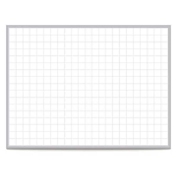 Dry Erase Board, Steel, 24 in, 36 in, Aluminum Frame, White/Gray, Gloss
