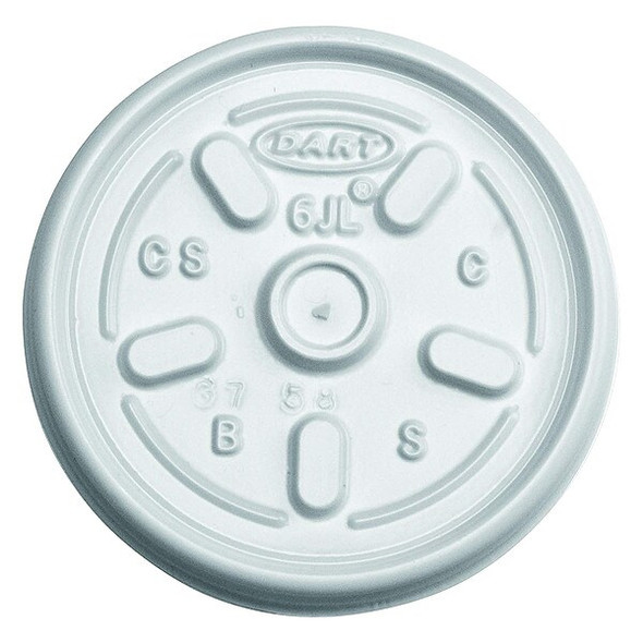 Dart Lid for 2 to 6 oz. Hot Cup, Flat, Vented, White, Pk1000 6JL