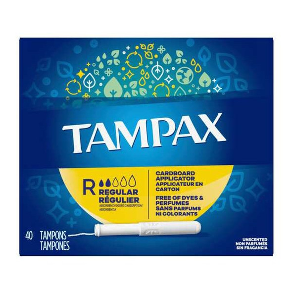 Tampax Tampons w/Applicator,5 1/4 in L,Reg,PK12 24751