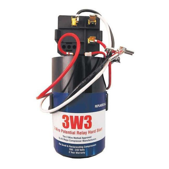 Hard Start Kit, Potential Relay, Start Capacitor, 208 to 240, Single, 4 to 5