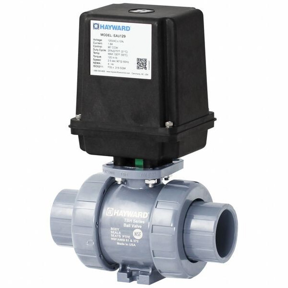 Hayward Flow Control Actuated Ball Valve,Tube Size 2",PTFE EATBH120STE