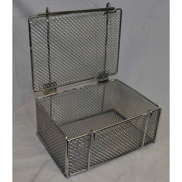 Rectangular Parts Washing Basket, #4 Mesh Size, Stainless Steel, Silver
