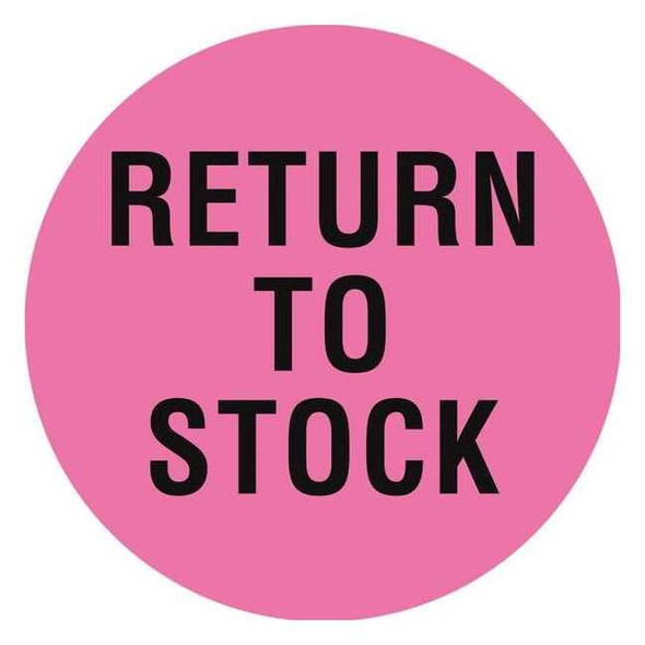 Tapecase Circle Inventory Control Label, Return to Stock, Pink, Pk1000 16U944