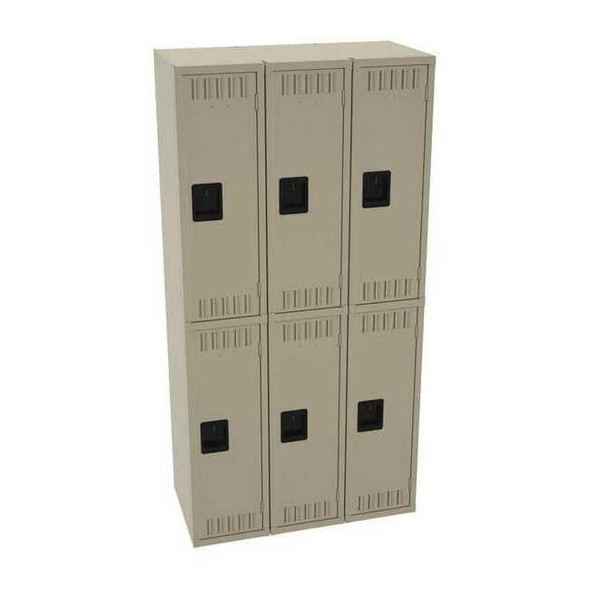 Wardrobe Locker, 36 in W, 18 in D, 72 in H, (2) Tier, (3) Wide, Sand