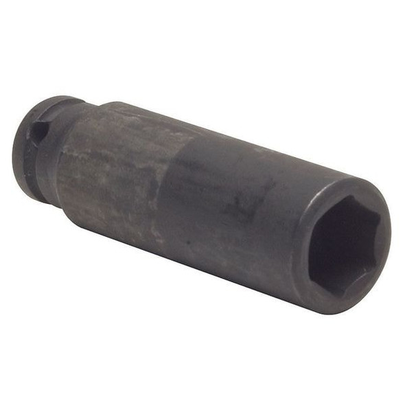 WESTWARD 1/4 in Drive Impact Socket Deep Socket, Black Oxide, Steel,14 mm