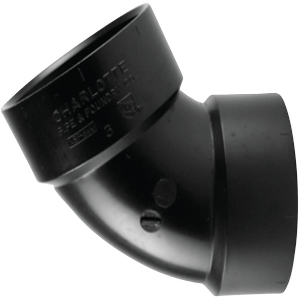 Charlotte Pipe 3 In. Hub x Hub 60 Deg. ABS Elbow (1/6 Bend) ABS 00319  1000HA