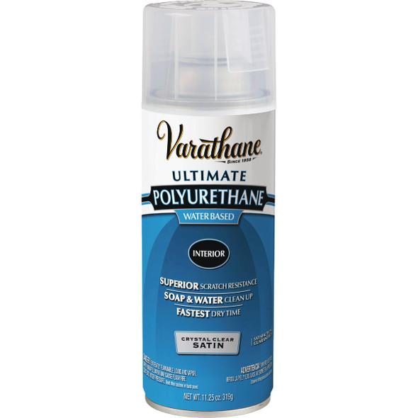 Varathane Satin Clear Interior Water-Based Spray Polyurethane, 11.25 Oz. 200281 786105