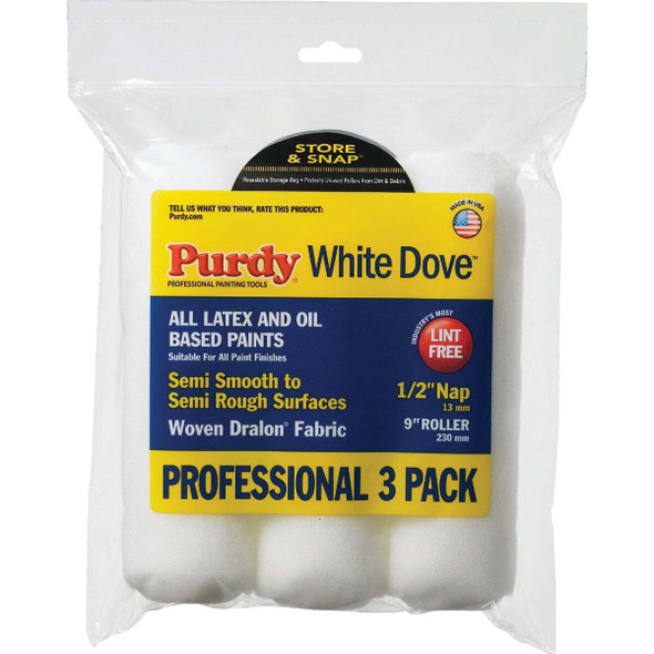 Purdy White Dove 9 In. x 1/2 In. Woven Fabric Roller Cover (3-Pack) 140864000
