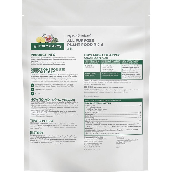 Whitney Farms 4 Lb. Organic & Natural All Purpose Plant Food 3400406 701904