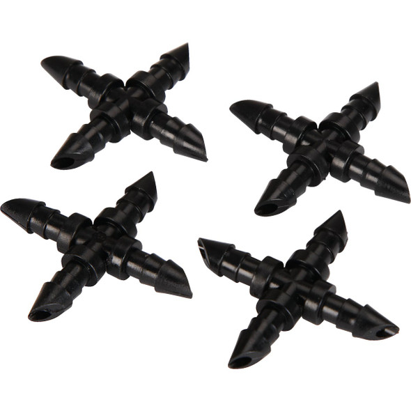 Raindrip 1-4 In. Tubing Barbed Cross Coupling (4-Pack) R399CT 704031