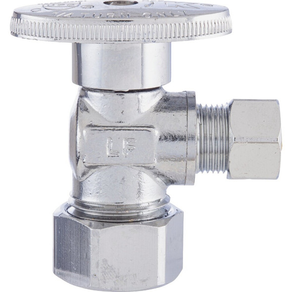 Plumb Pak 5-8 In. Coarse Thread Inlet by 3-8 In. OD out Quarter Turn Angle Valve P2659PCLF 464635