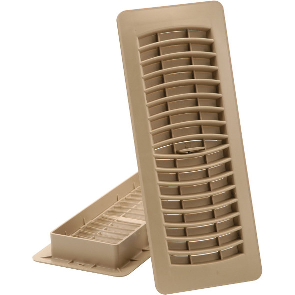 Imperial 4 In. x 10 In. Taupe Plastic Louvered Floor Register RG1326
