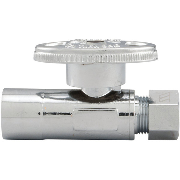ProLine 1/2 In. SWT x 3/8 In. COMP Chrome-Plated Brass Straight Stop 191-432HC