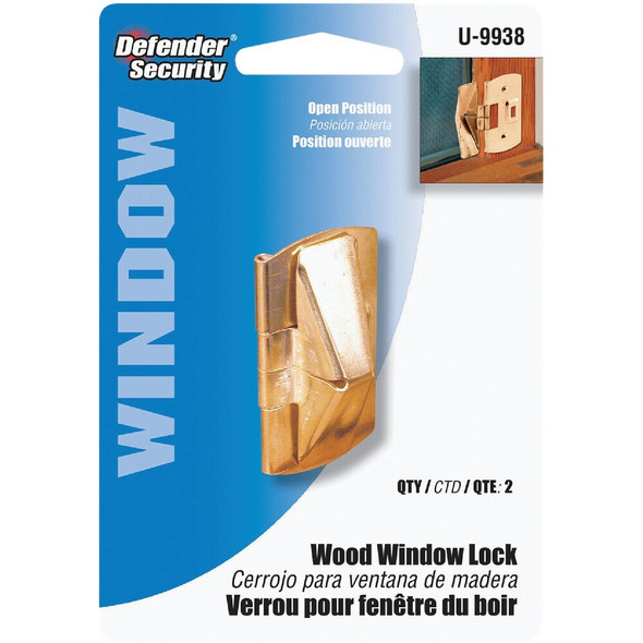 Defender Security Brass Finished Steel Flip Window Wedge Lock (2-Pack) U 9938 247324