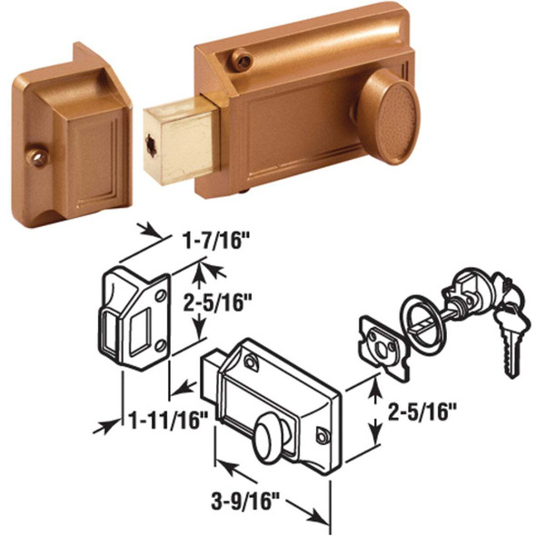 Defender Security Brass Night Lock Single Rim Deadlock U 9956