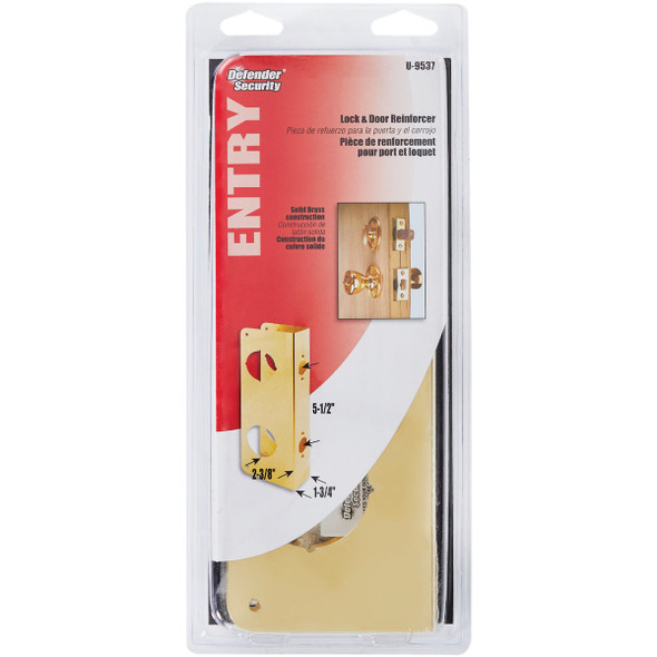Defender Security 10-7-8 In. Double Hole Brass Combo Lock & Door Reinforcer U 9537 223401