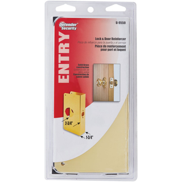 Defender Security 1-3/4 In. x 2-3/4 In. Brass Door Reinforcer