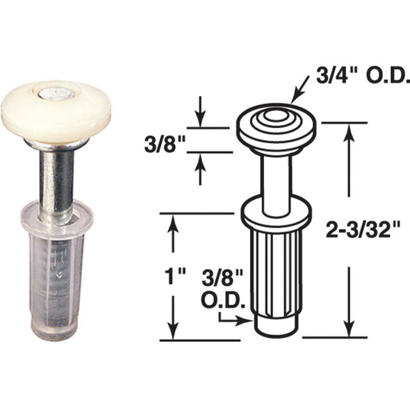 Prime-Line Bifold Door 3/4 In. Top Roller Guide (2 Count) N 6704