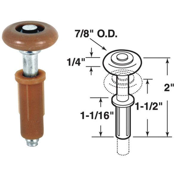 Prime-Line Steel Shaft Bifold Door Top Roller Guide (2 Count) N 6953