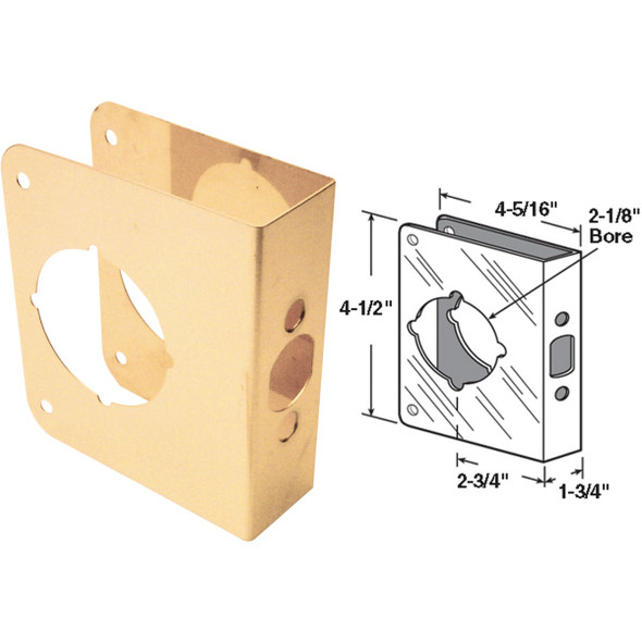 Defender Security 1-3/4 In. x 2-3/4 In. Brass Door Reinforcer U 9558