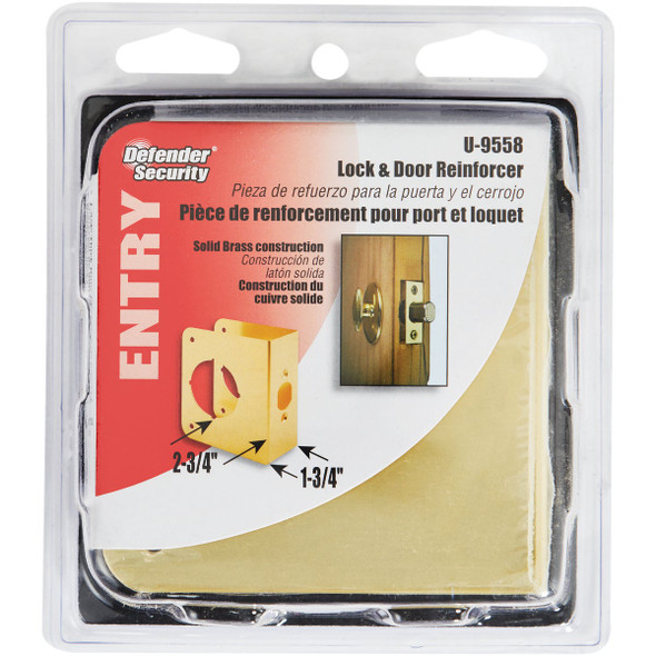 Defender Security 1-3/4 In. x 2-3/4 In. Brass Door Reinforcer