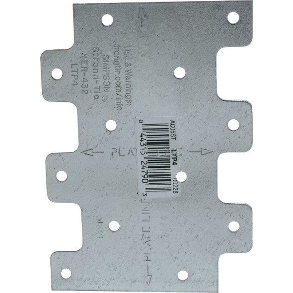 Simpson Strong-Tie 3 In. W x 4 1/4 In. L 20 ga Galvanized Steel Tie Plate LTP4