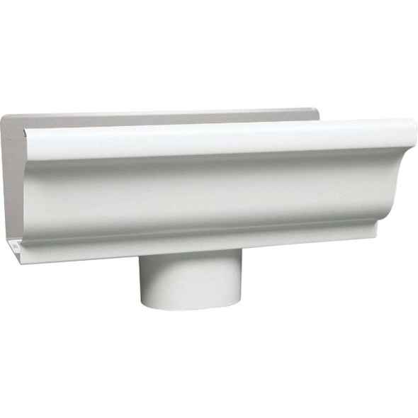 Amerimax 4 In. K Style Galvanized White Gutter Drop Outlet 19010