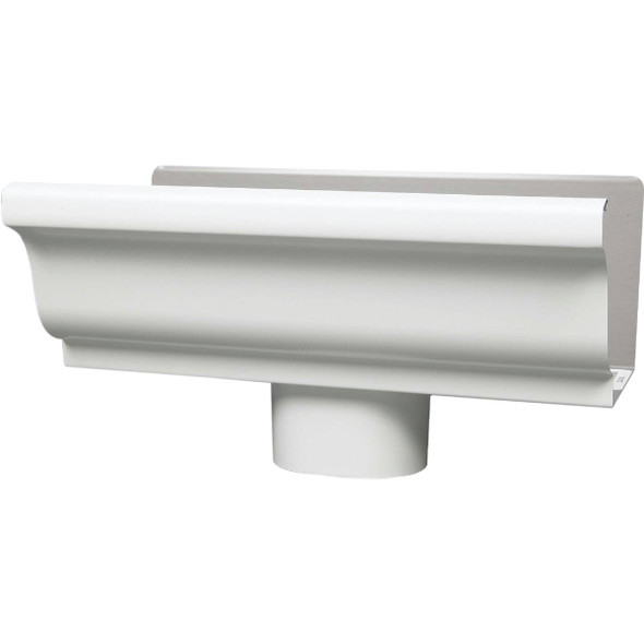 Amerimax 4 In. K Style Galvanized White Gutter Drop Outlet 19010 123676