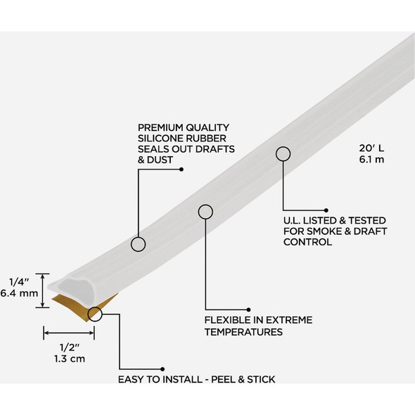 M-D Building Products 20 Ft. White Silicone Gasket Seal for Doors and Windows 68676 100661