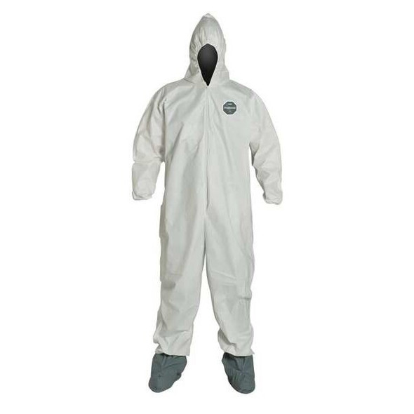 Hooded Disposable Coveralls, M, White, ProShield(R) 60, zipper