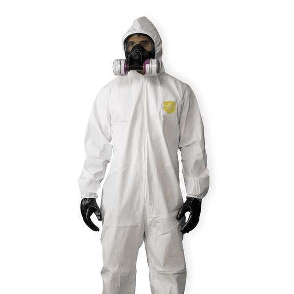Dupont Hooded Disposable Coveralls, M, White, ProShield(R) 60, zipper NG122SWHMD002500