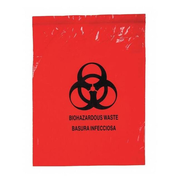 Medegen Medical Products Specimen Transport Bag,12x15",Red,PK500 4921