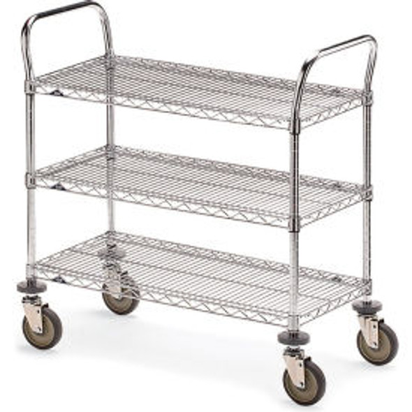 Metro Super Erecta Brite Wire Utility Cart w/3 Shelves 900 lb. Capacity 36""Lx24