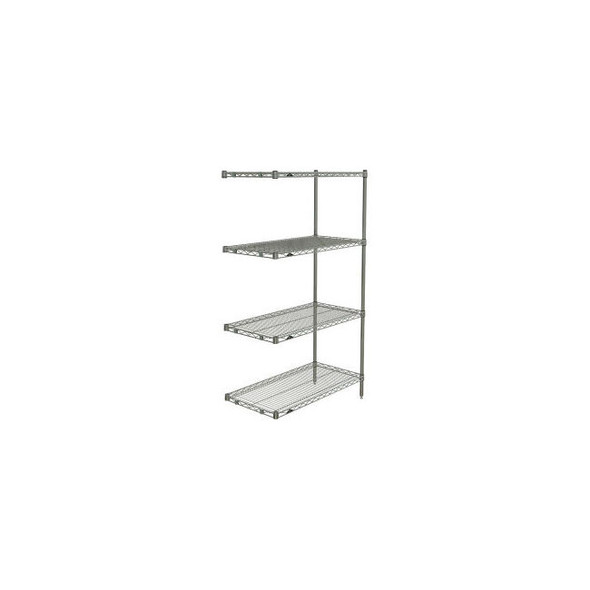 Metro 4 Shelf Super Erecta Brite Zinc Shelving Unit Add On 36""W x 18""D x 63""H
