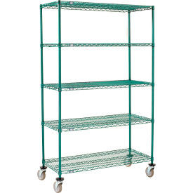 Nexel 5 Shelf Truck Poly-Green 48""W x 24""D x 60""H Polyurethane Swivel Casters
